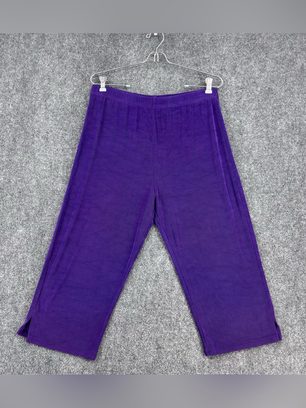 VINTAGE Jostar Purple Slinky Liquid Knit Capri Pull On Pants Women’s XL USA Made